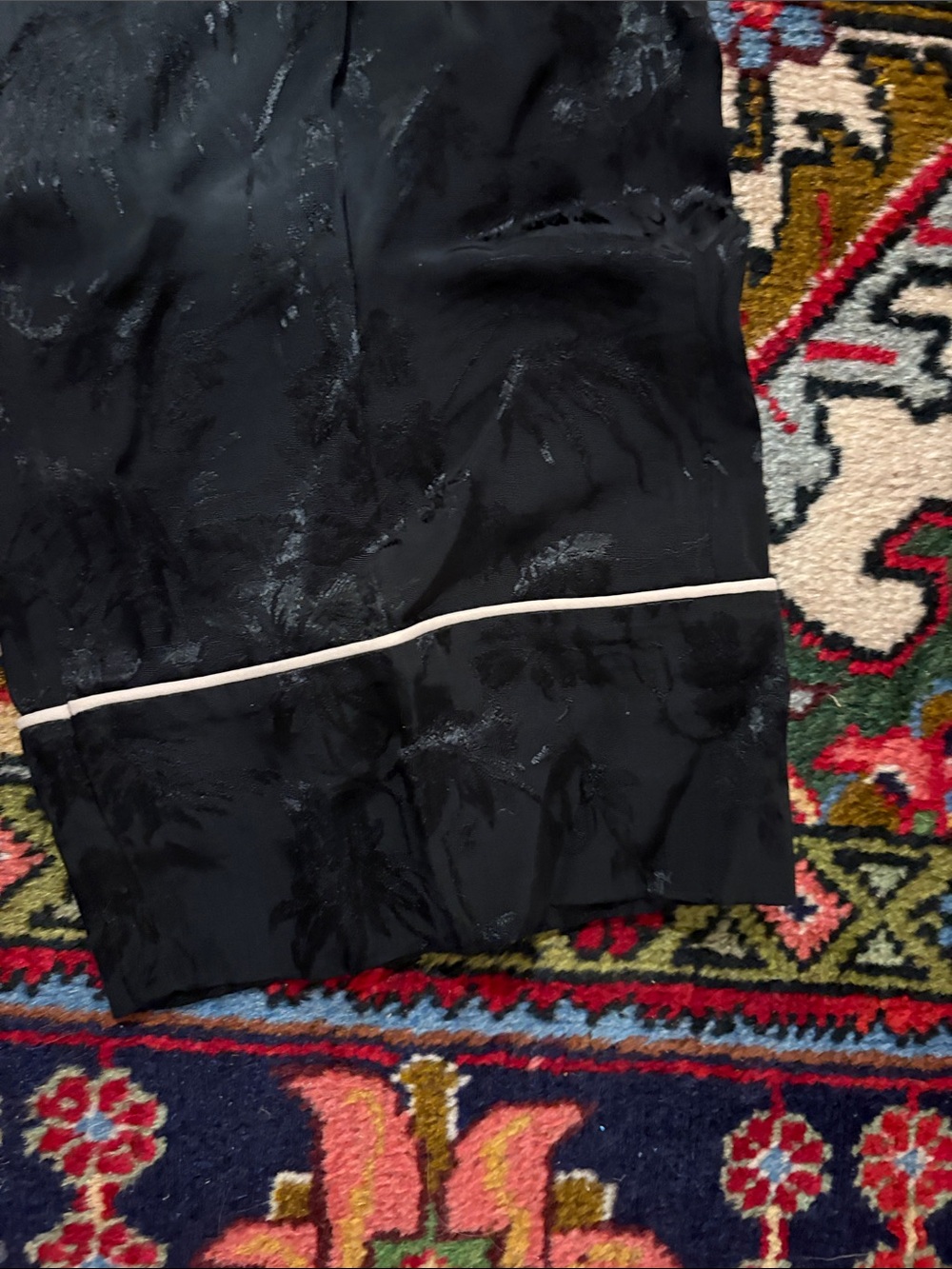 J. Crew black silky tonal pattern pajama style pants size 8 - Picture 2 of 6